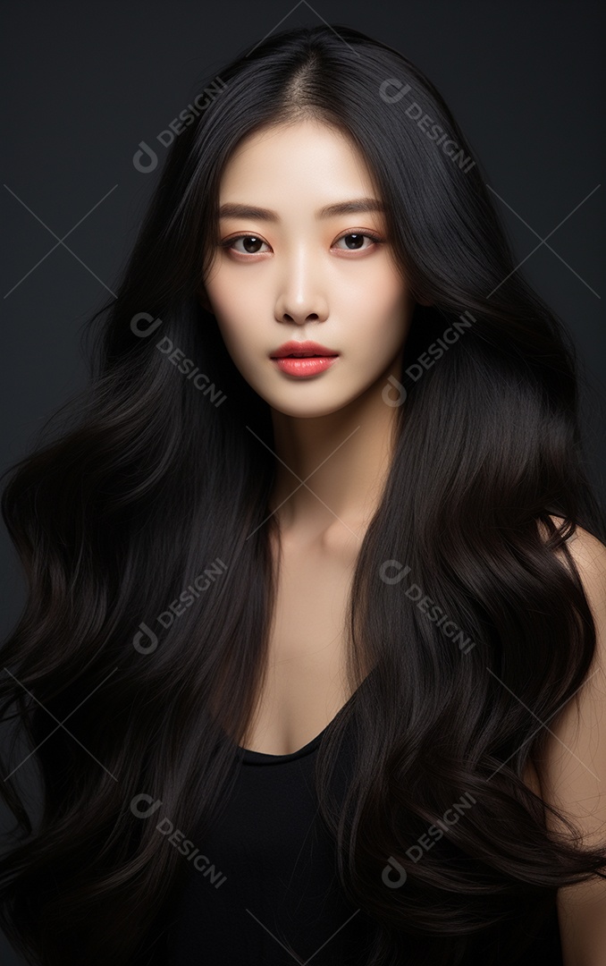 Linda mulher modelo com cabelos compridos