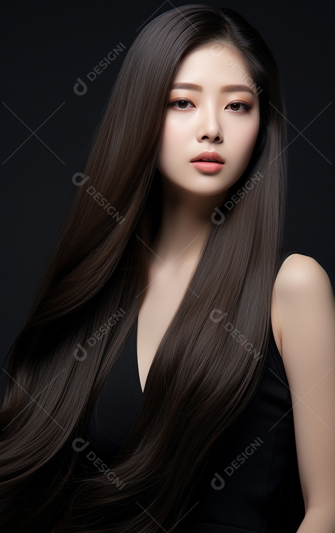 Linda mulher modelo com cabelos compridos