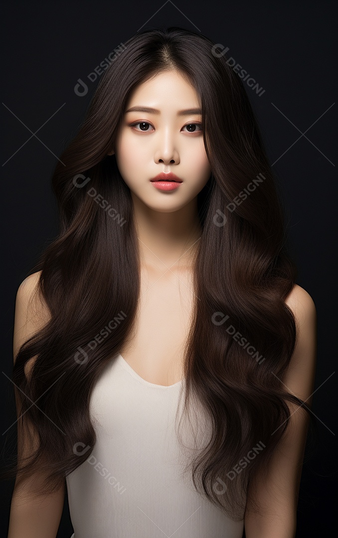 Linda mulher modelo com cabelos compridos