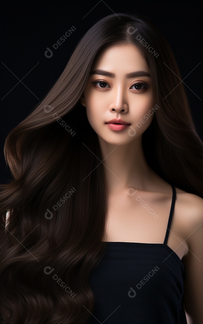 Linda mulher modelo com cabelos compridos