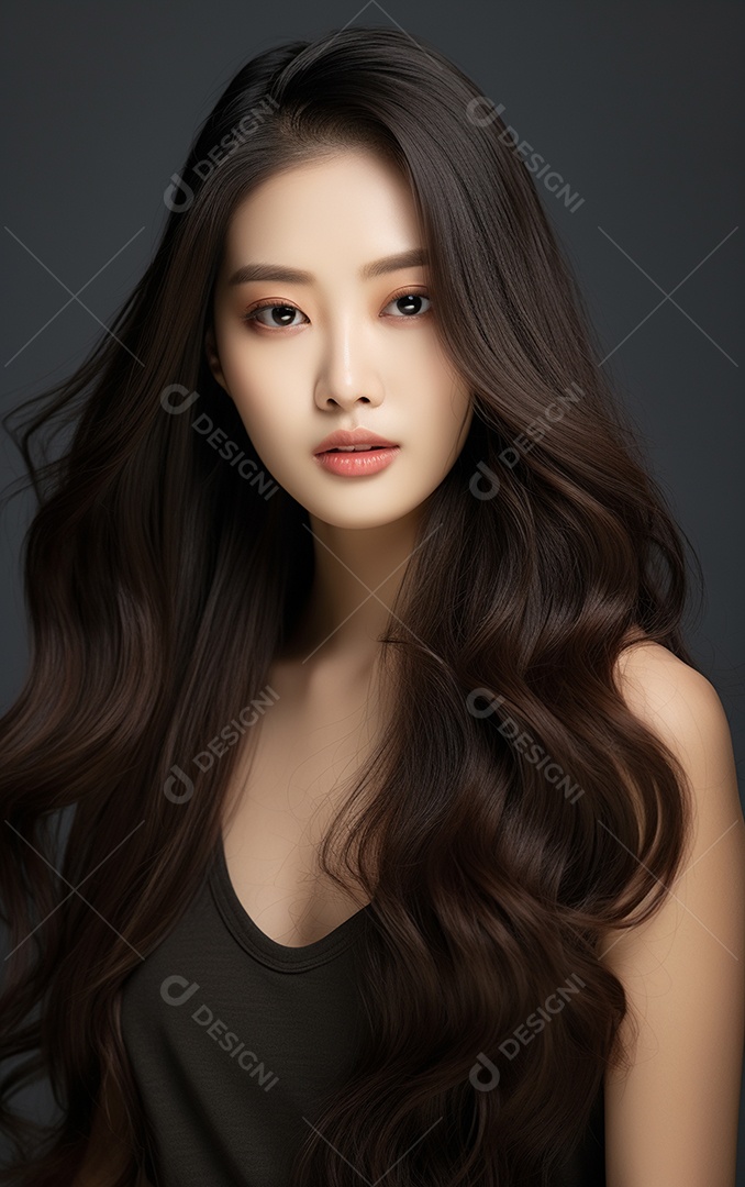 Linda mulher modelo com cabelos compridos