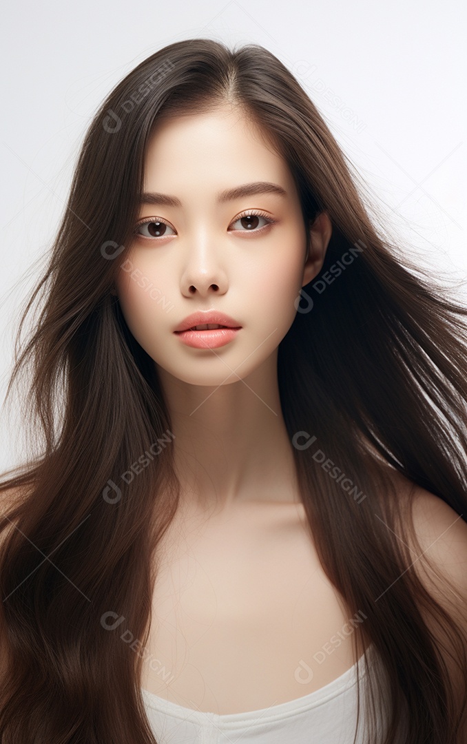 Linda mulher modelo com cabelos compridos