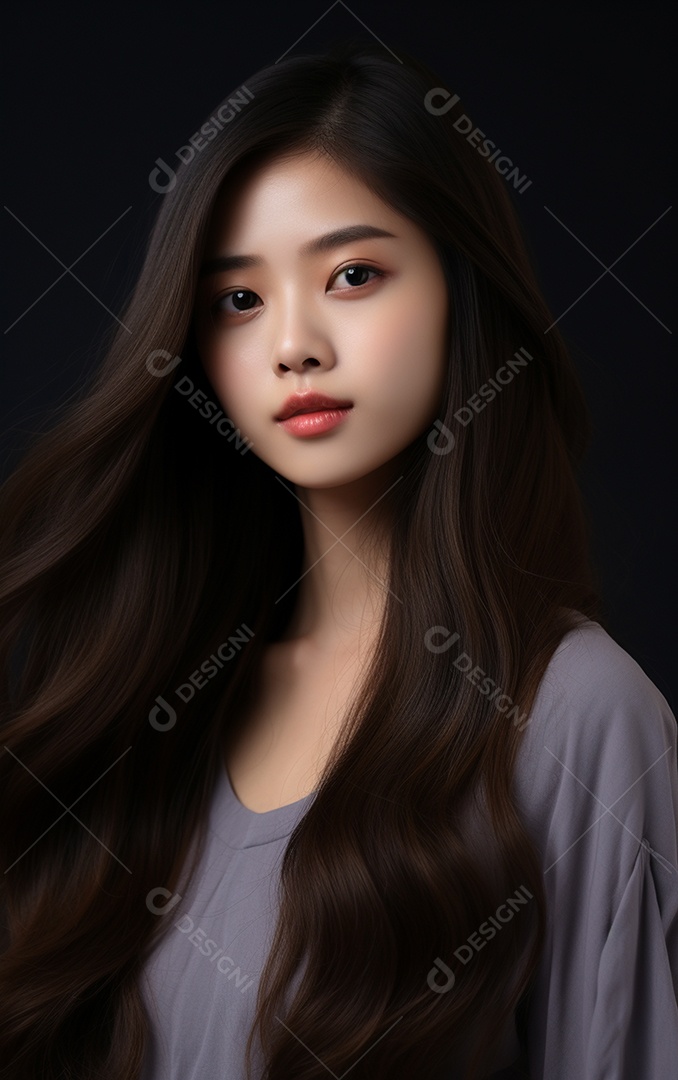 Linda mulher modelo com cabelos compridos