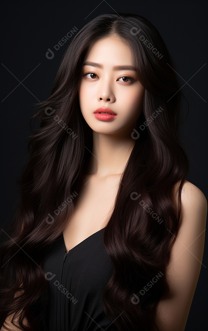 Linda mulher modelo com cabelos compridos