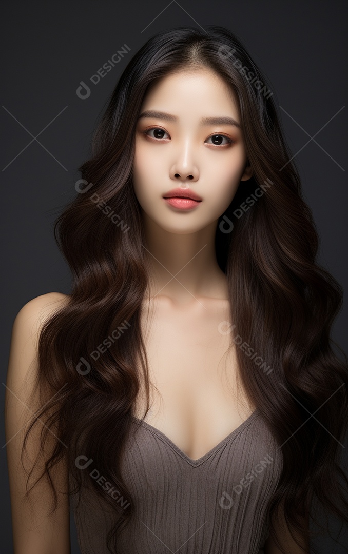 Linda mulher modelo com cabelos compridos