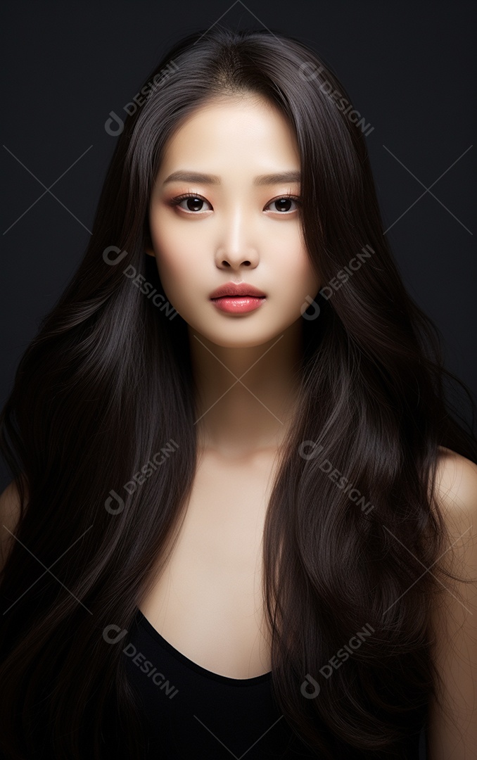 Linda mulher modelo com cabelos compridos