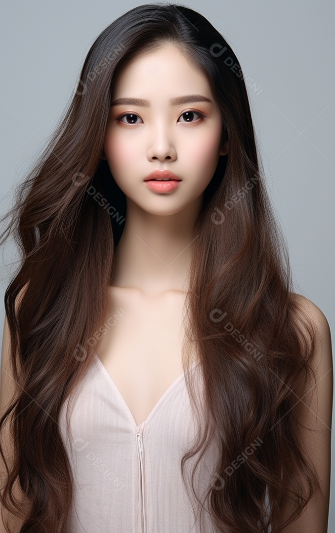 Linda mulher modelo com cabelos compridos 2)