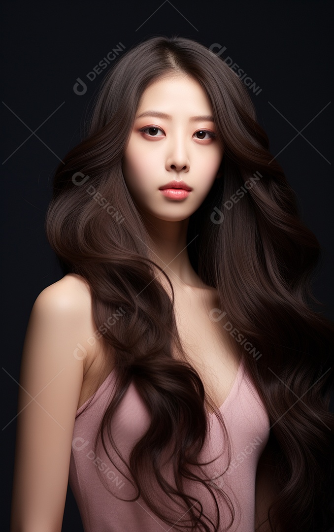 Linda mulher modelo com cabelos compridos