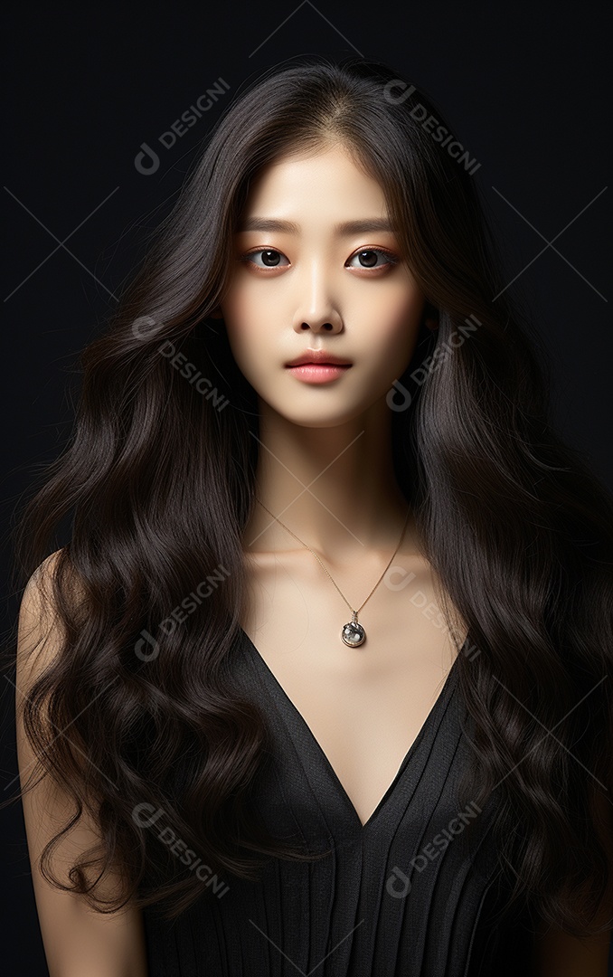 Linda mulher modelo com cabelos compridos