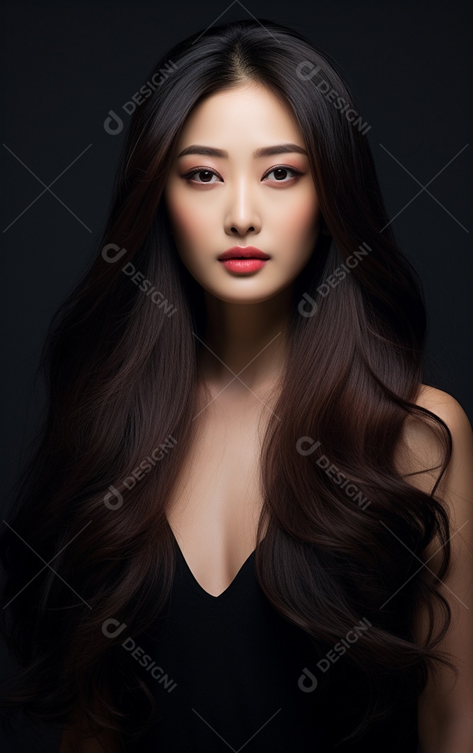 Linda mulher modelo com cabelos compridos