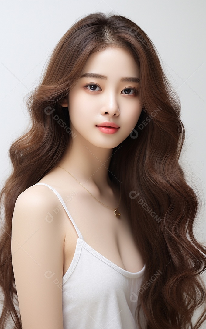 Linda mulher modelo com cabelos compridos