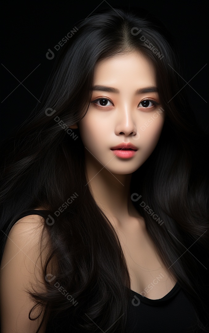 Linda mulher modelo com cabelos compridos