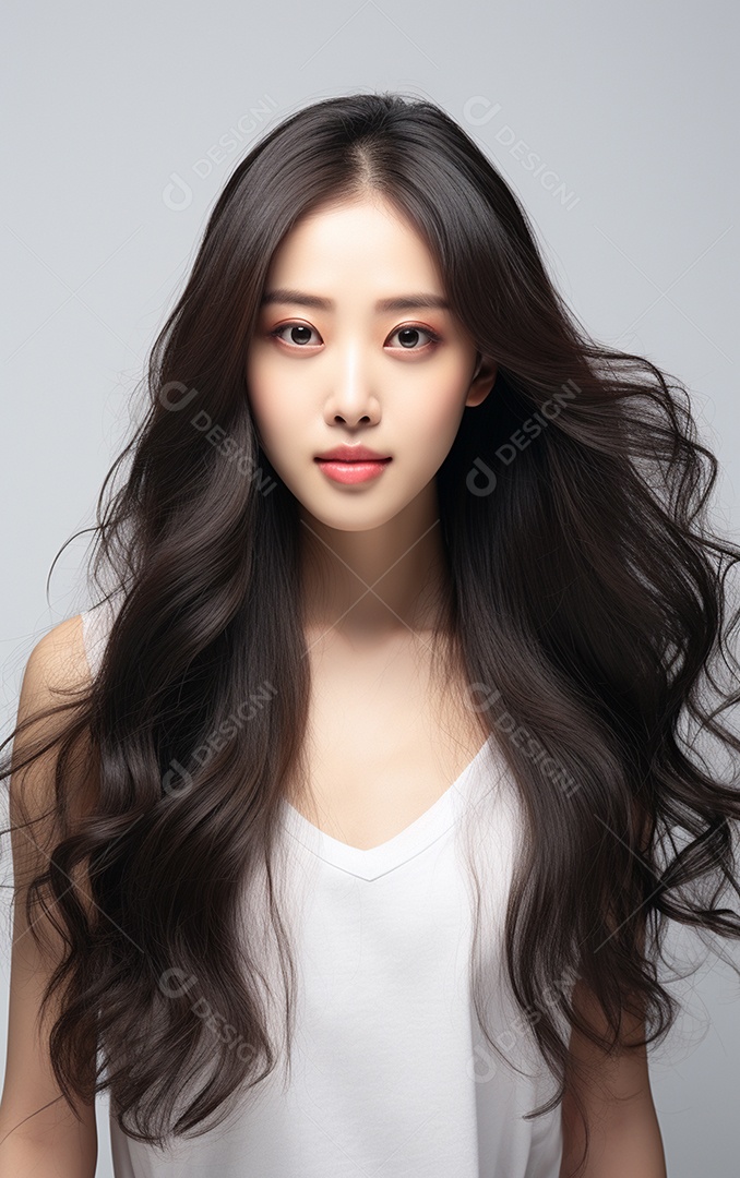 Linda mulher modelo com cabelos compridos