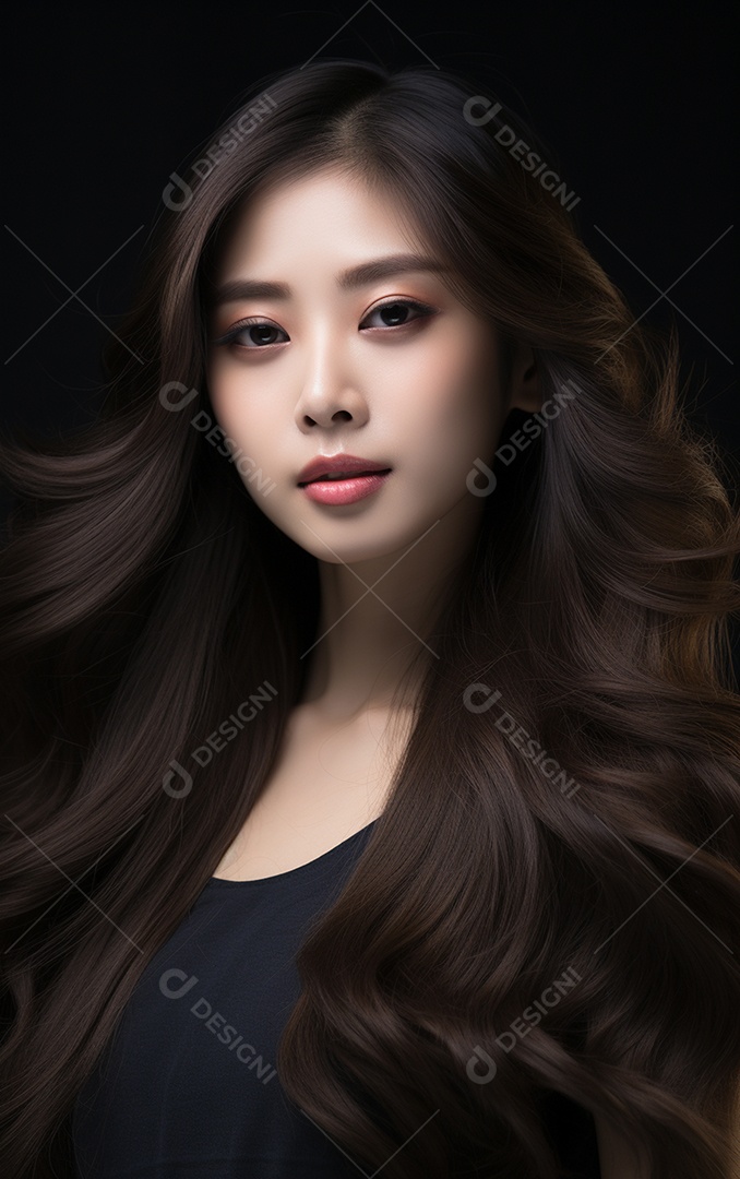 Linda mulher modelo com cabelos compridos