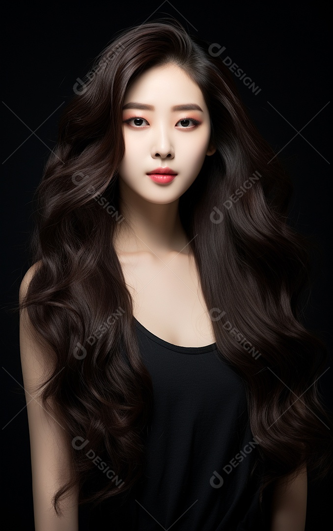 Linda mulher modelo com cabelos compridos