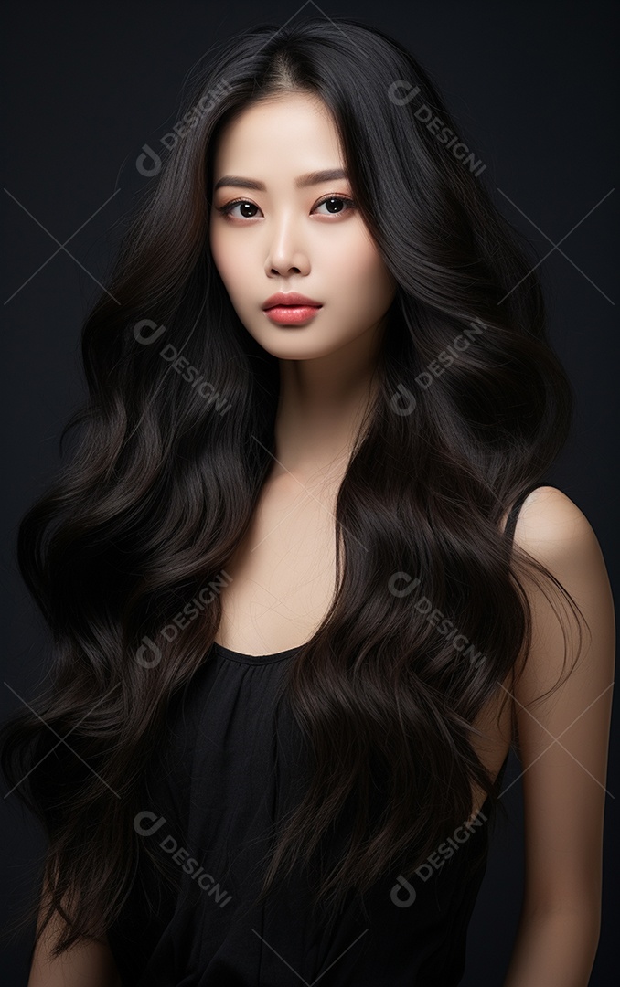 Linda mulher modelo com cabelos compridos