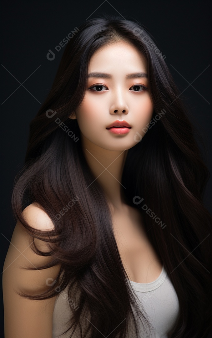 Linda mulher modelo com cabelos compridos