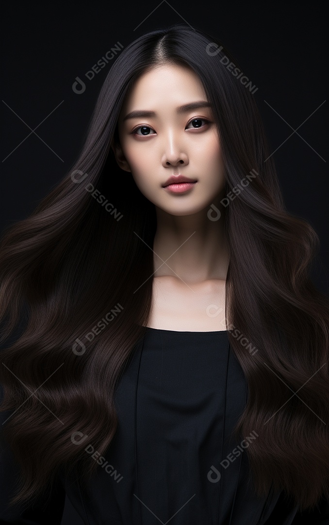 Linda mulher modelo com cabelos compridos