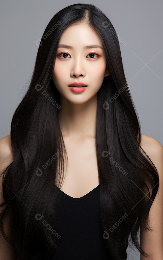 Linda mulher modelo com cabelos compridos