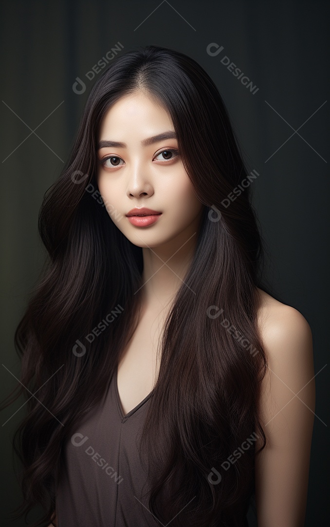 Linda mulher modelo com cabelos compridos