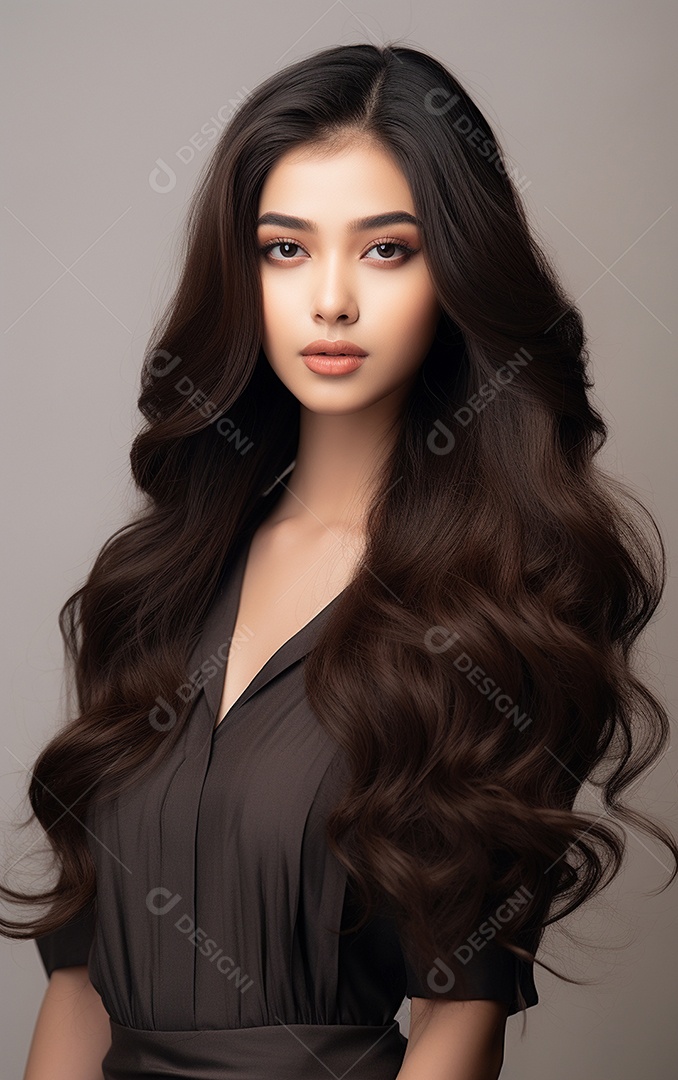 Mulher jovem de beleza asiática modelo cabelo comprido