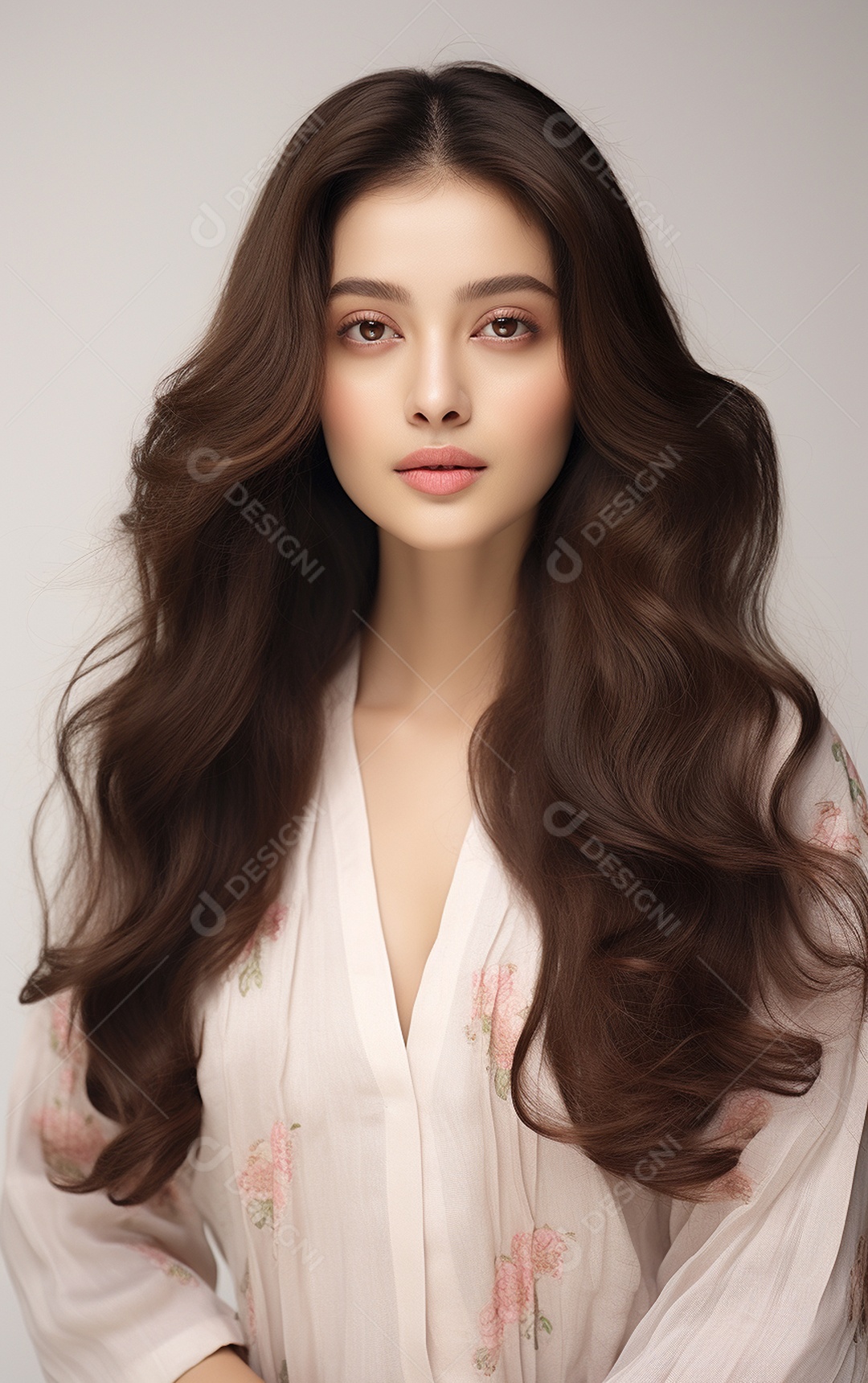 Mulher jovem de beleza asiática modelo cabelo comprido