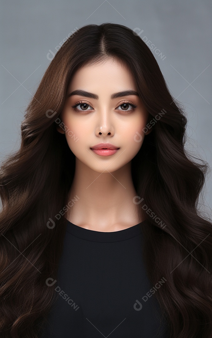 Mulher jovem de beleza asiática modelo cabelo comprido