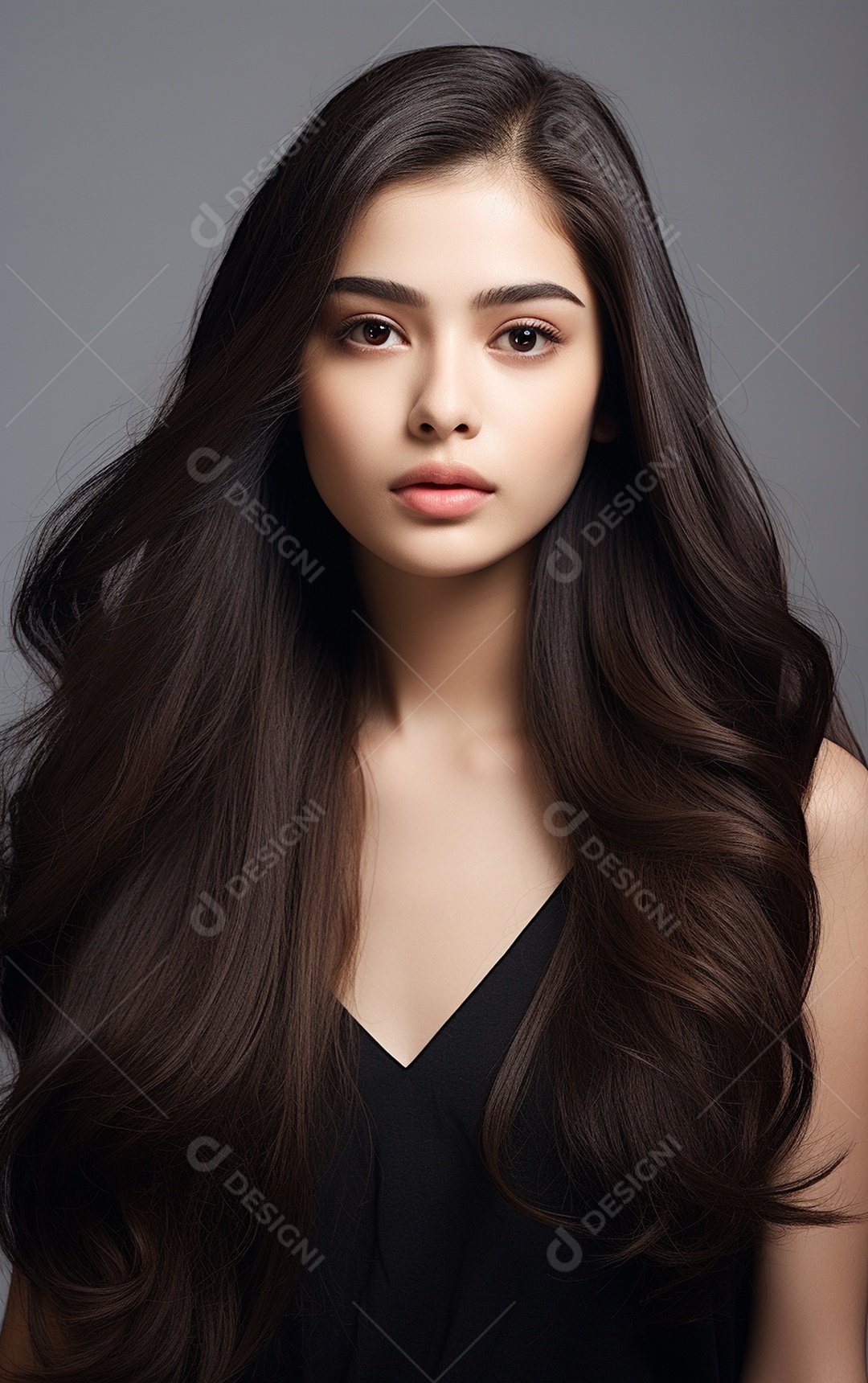 Mulher jovem de beleza asiática modelo cabelo comprido