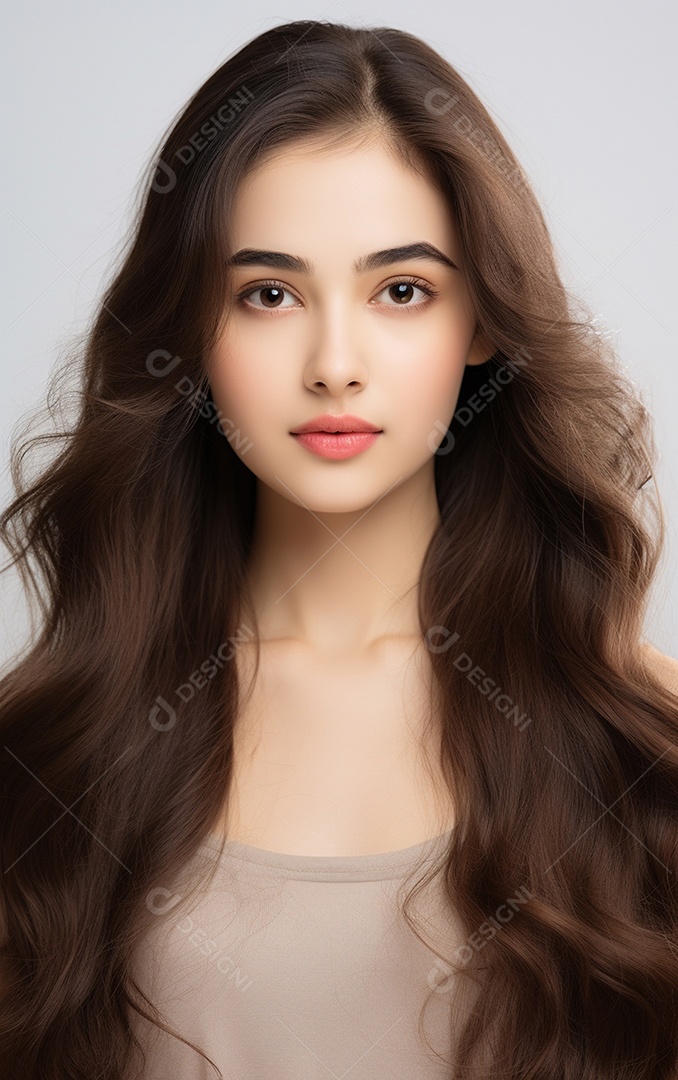 Mulher jovem de beleza asiática modelo cabelo comprido