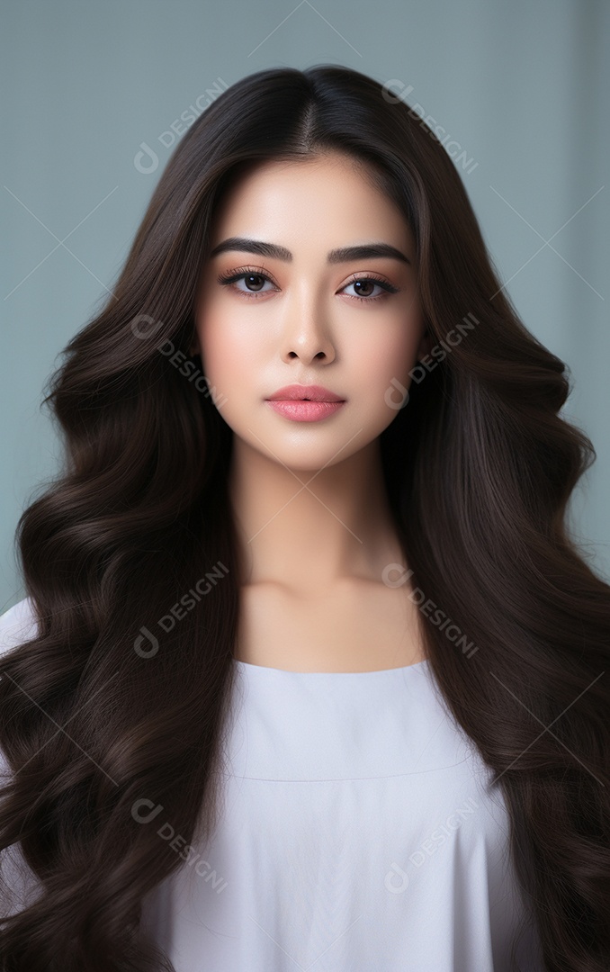 Mulher jovem de beleza asiática modelo cabelo comprido