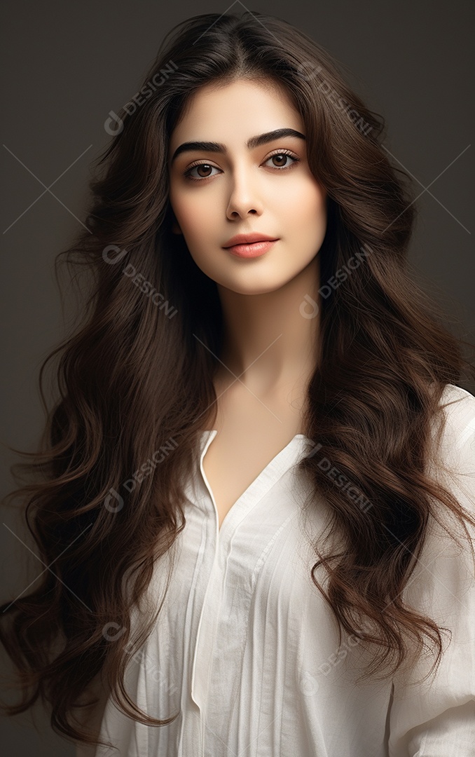 Mulher jovem de beleza asiática modelo cabelo comprido