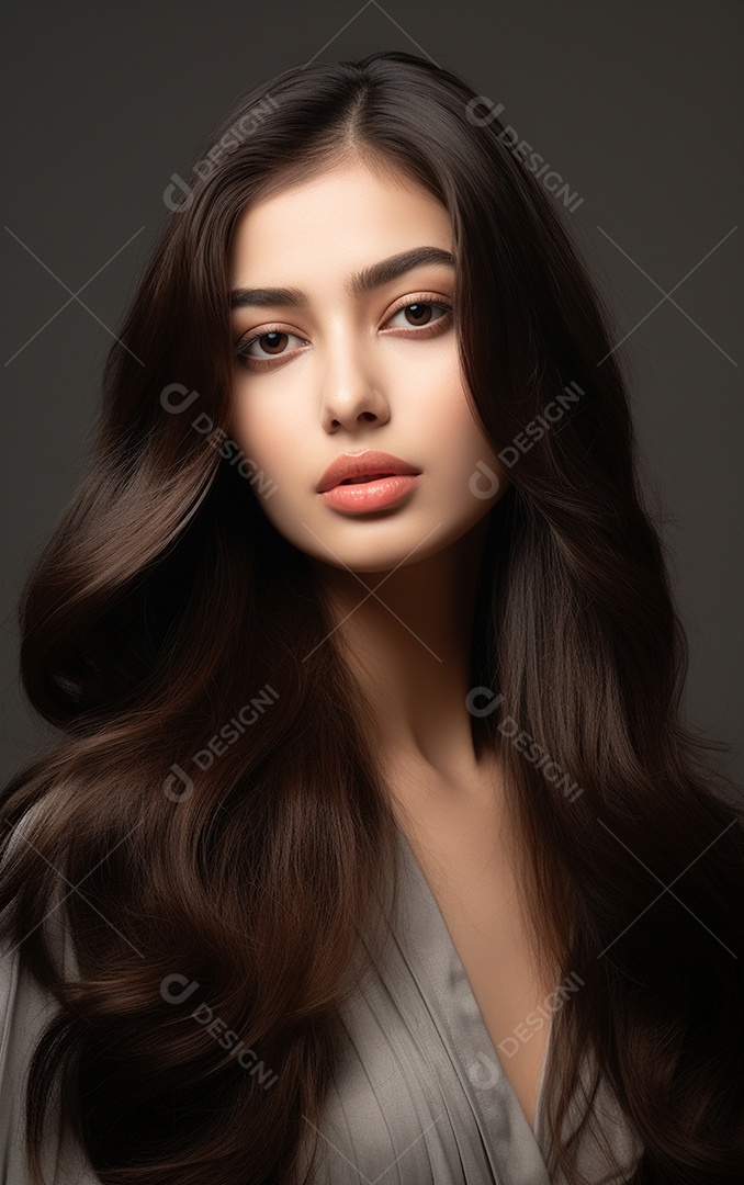 Mulher jovem de beleza asiática modelo cabelo comprido