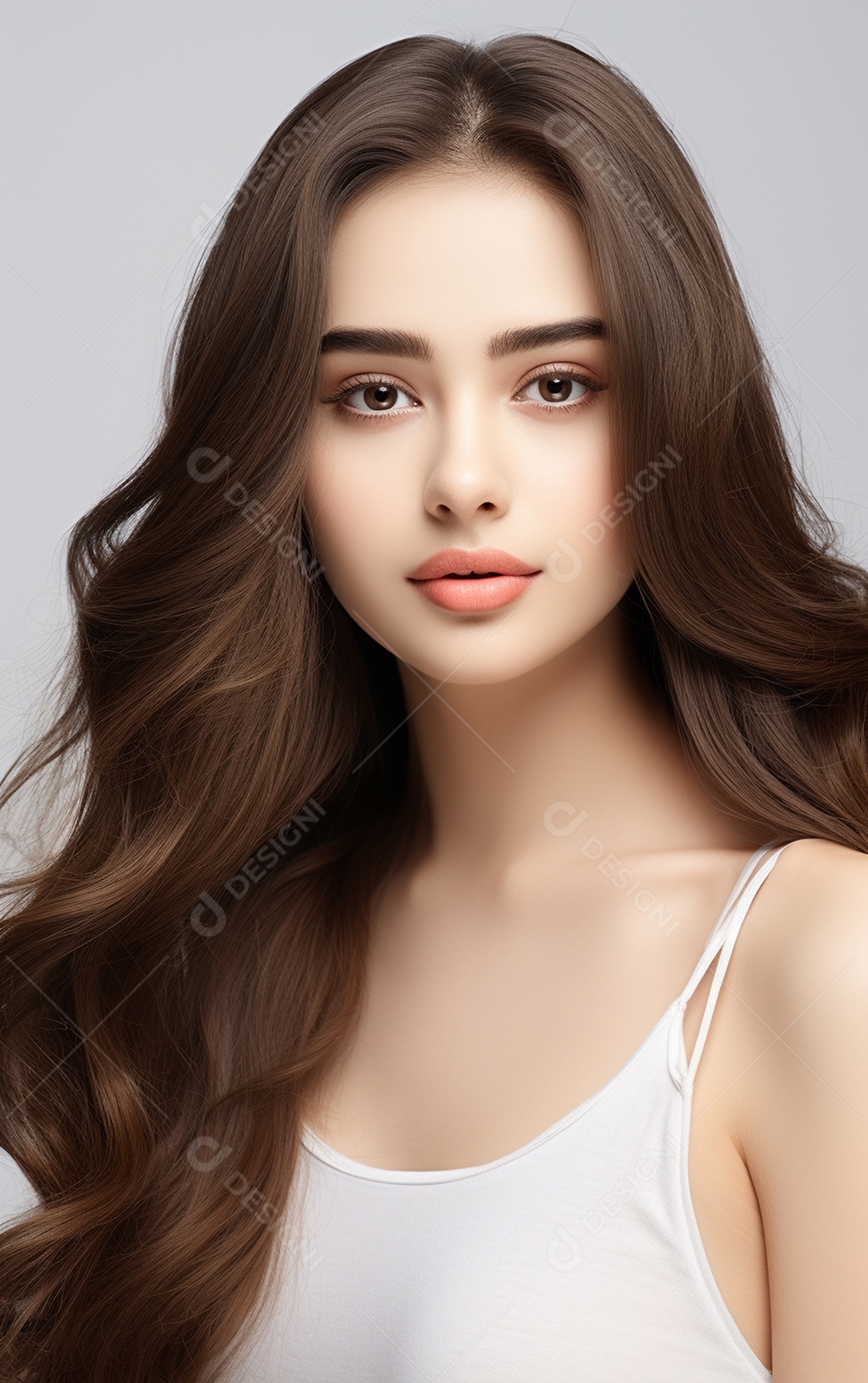 Mulher jovem de beleza asiática modelo cabelo comprido