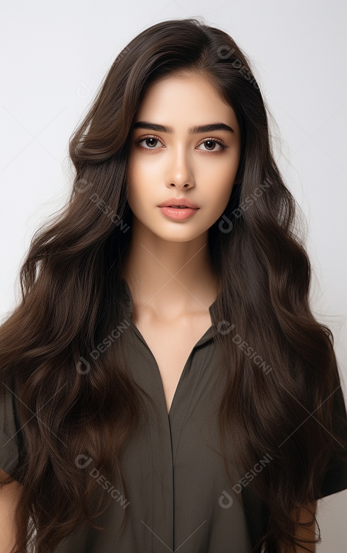 Mulher jovem de beleza asiática modelo cabelo comprido