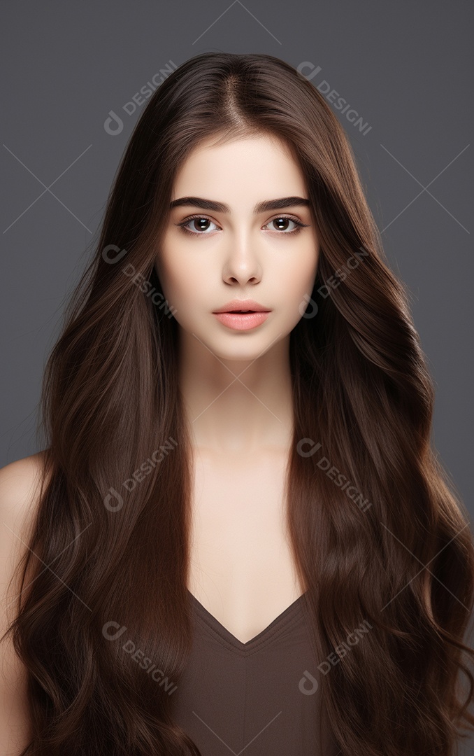 Mulher jovem de beleza asiática modelo cabelo comprido