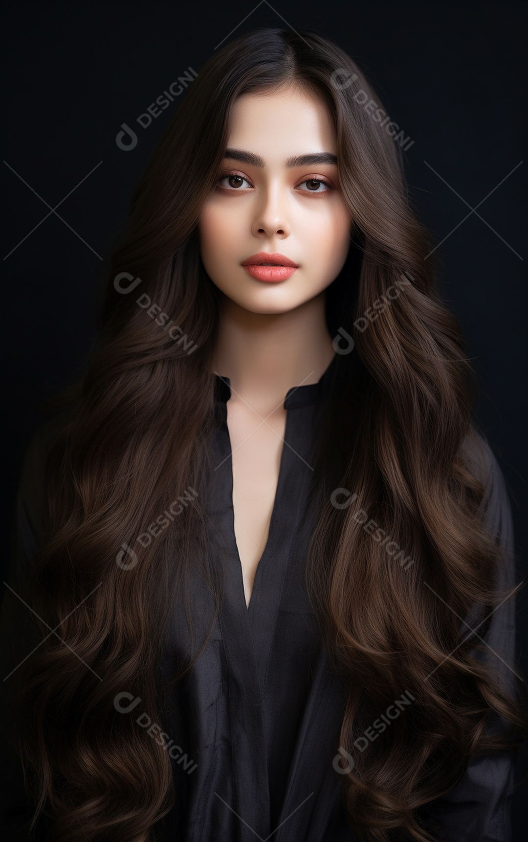 Mulher jovem de beleza asiática modelo cabelo comprido