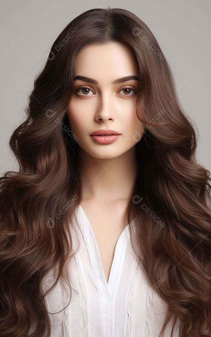 Mulher jovem de beleza asiática modelo cabelo comprido