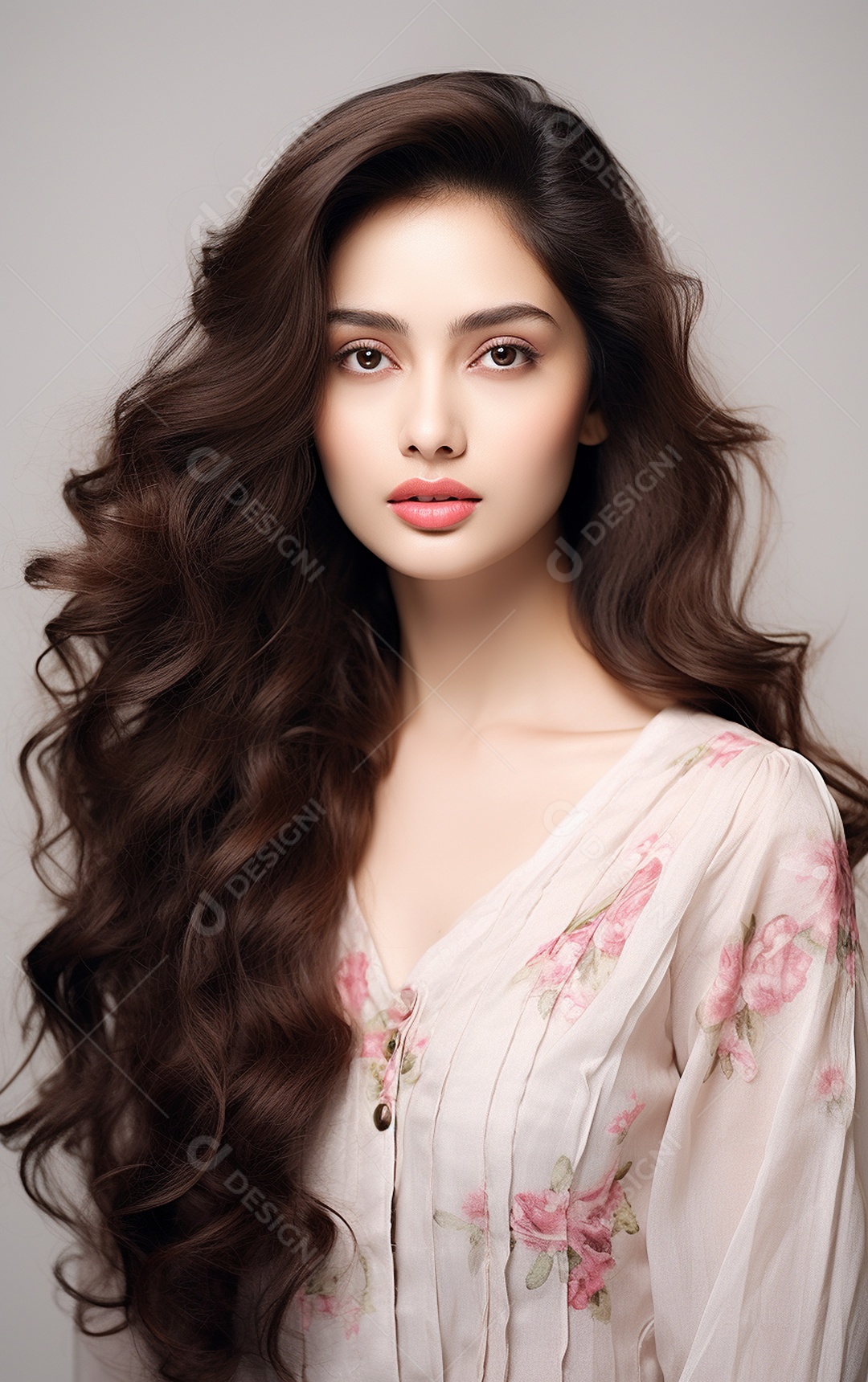 Mulher jovem de beleza asiática modelo cabelo comprido