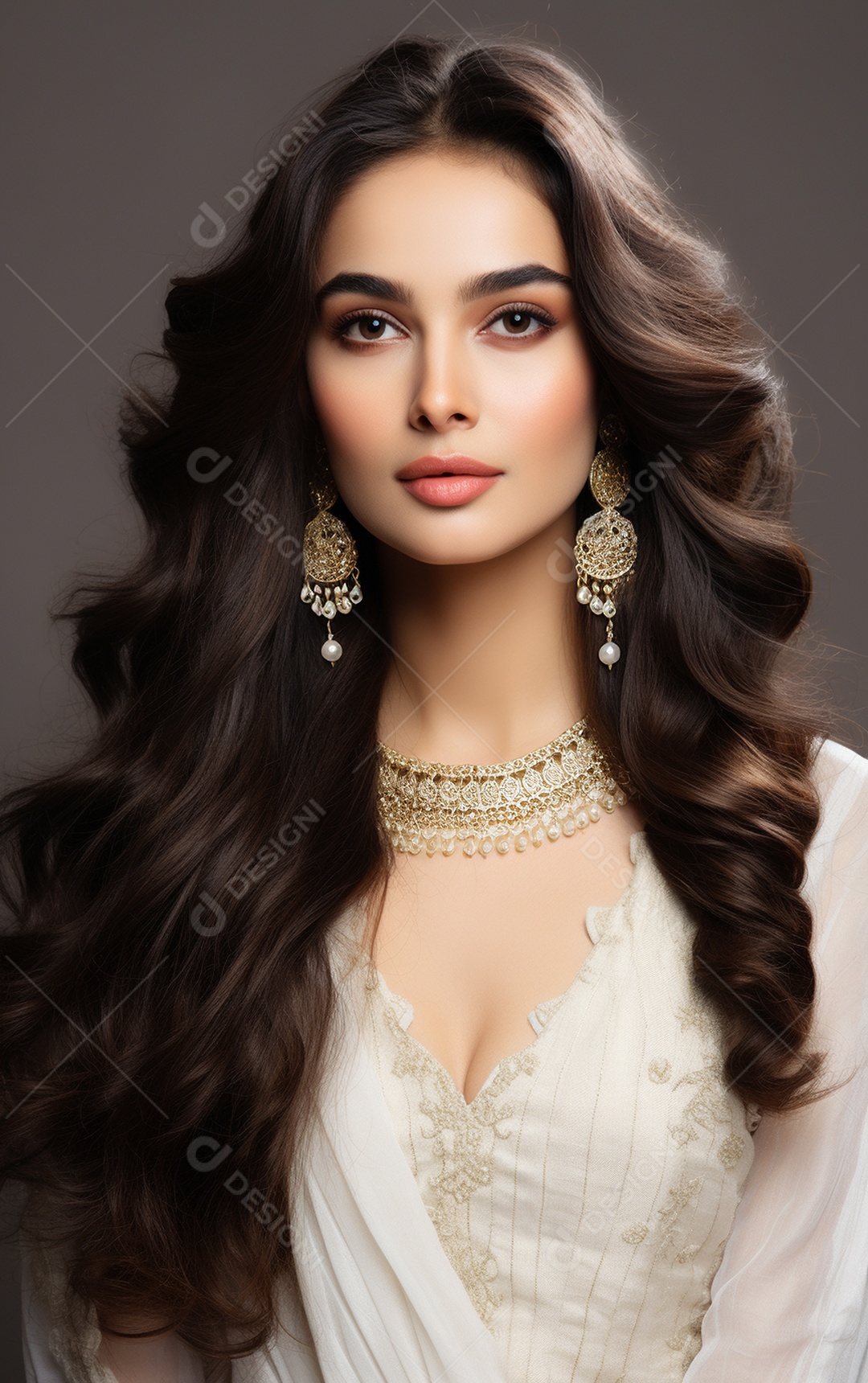 Mulher jovem de beleza asiática modelo cabelo comprido