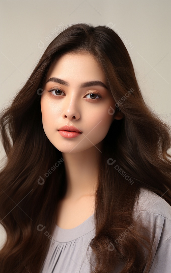 Mulher jovem de beleza asiática modelo cabelo comprido