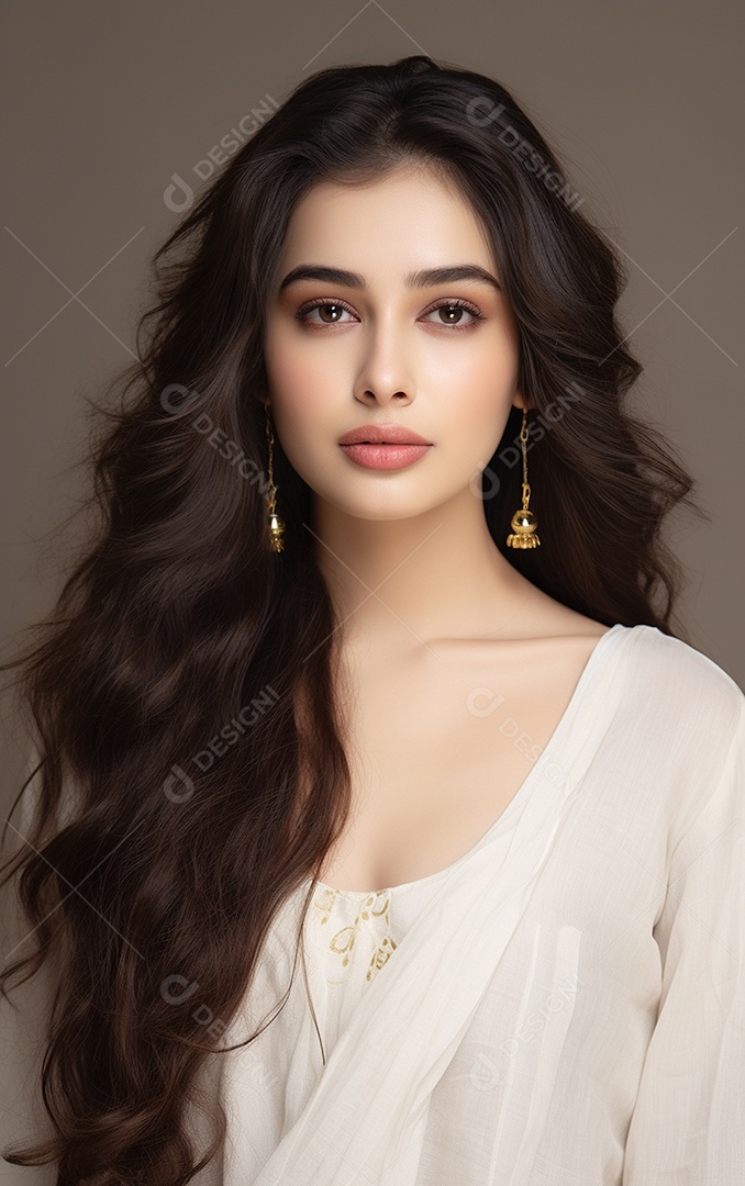 Mulher jovem de beleza asiática modelo cabelo comprido