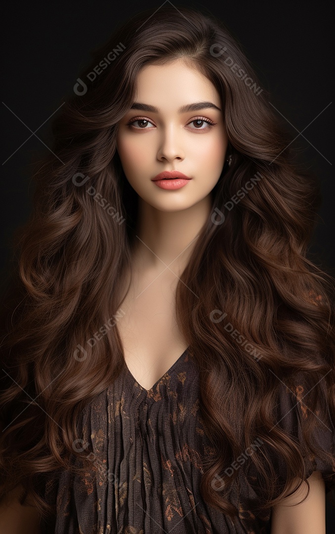 Mulher jovem de beleza asiática modelo cabelo comprido