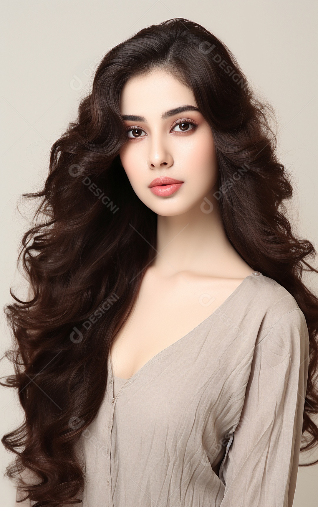 Mulher jovem de beleza asiática modelo cabelo comprido