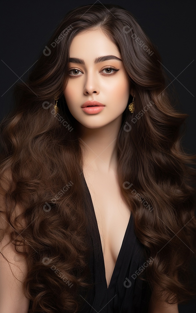 Mulher jovem de beleza asiática modelo cabelo comprido