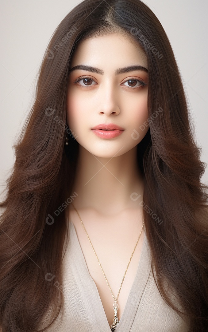 Mulher jovem de beleza asiática modelo cabelo comprido