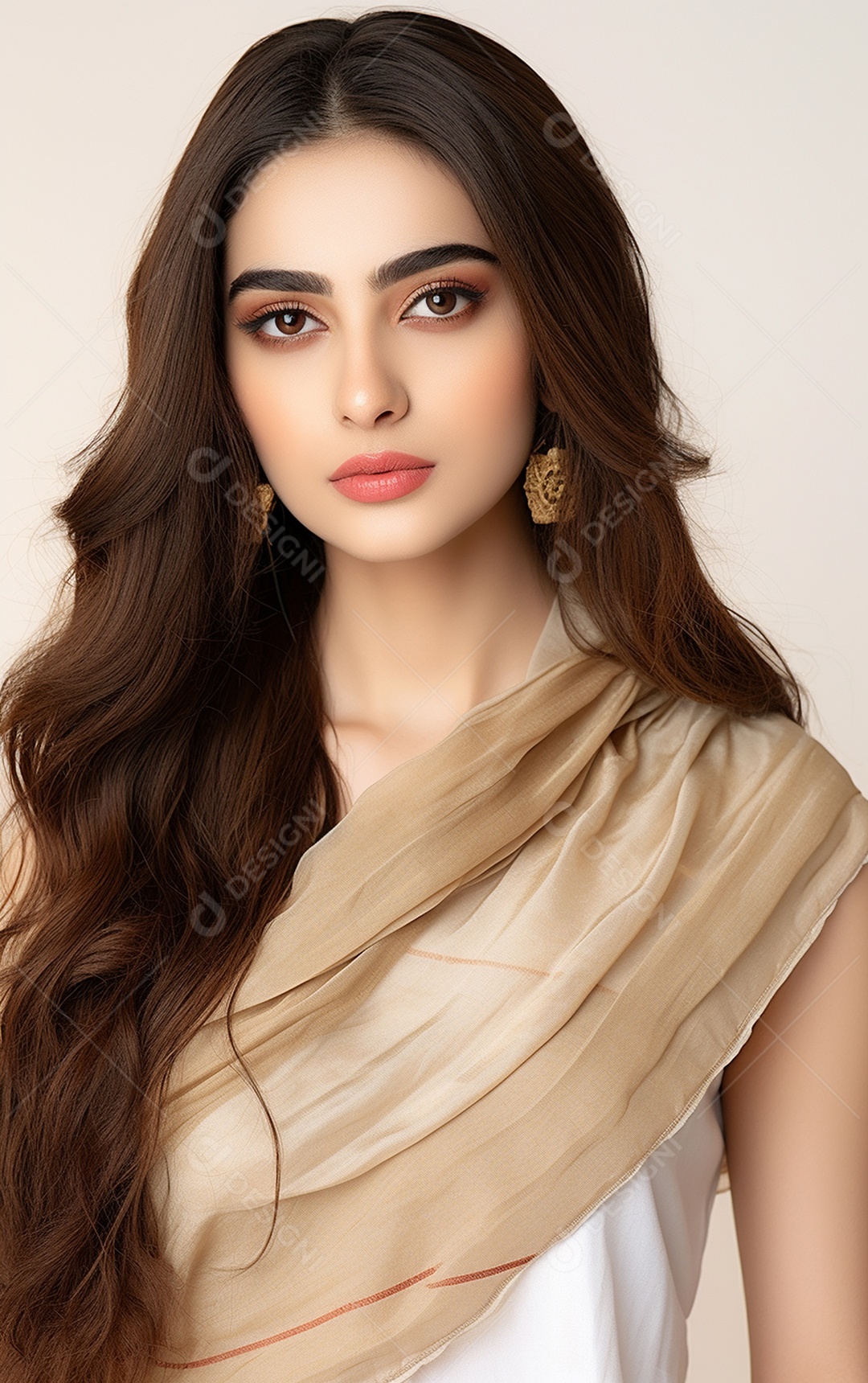 Mulher jovem de beleza asiática modelo cabelo comprido