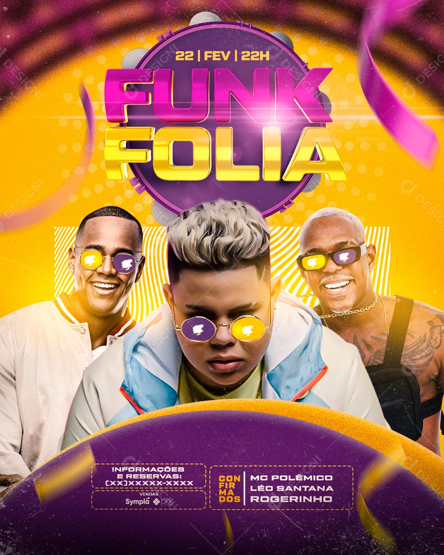 Social Media Flyer Feed Funk Folia PSD Editável