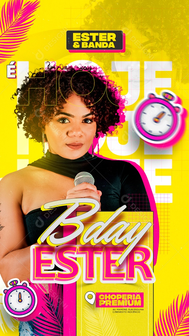Social Media Story Flyer Bday Ester e Banda PSD Editável