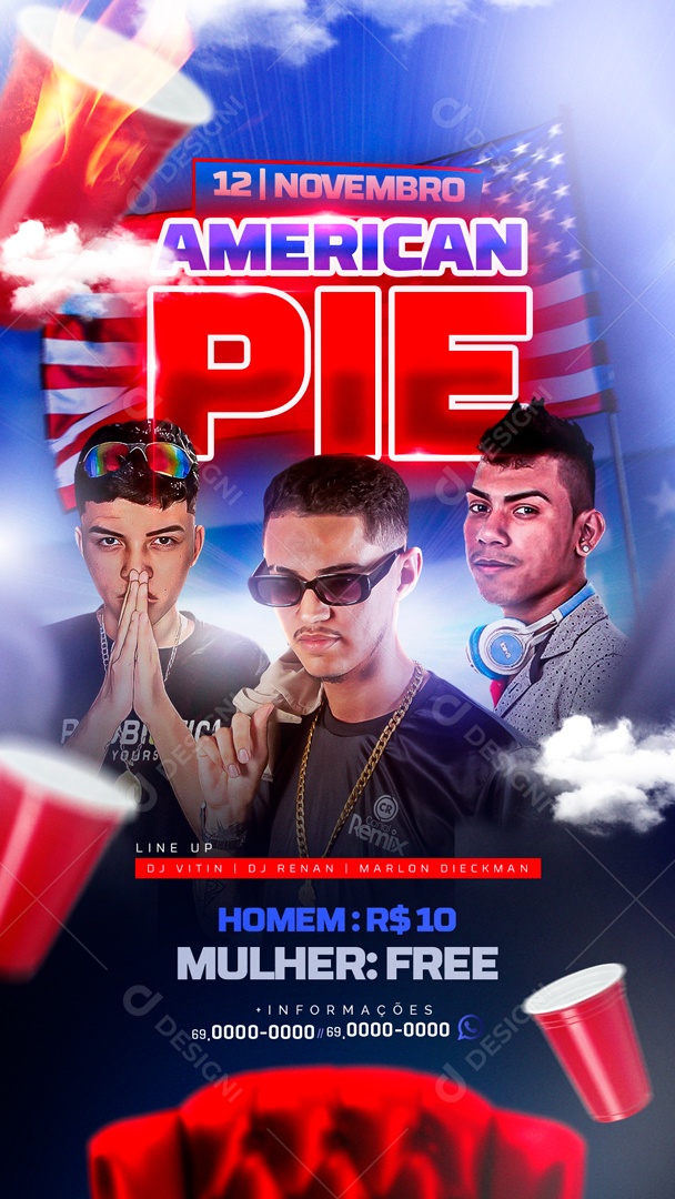 Social Media Story Flyer American Pie PSD Editável