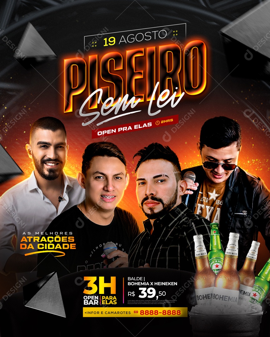 Social Media Flyer Piseiro Sem Lei PSD Editável